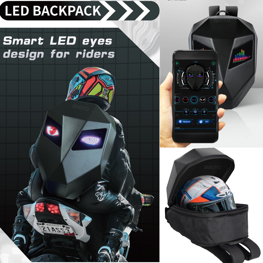 Motorcycle Helmet Backpack Waterproof Led - Mochila de equitação de cavaleiro com