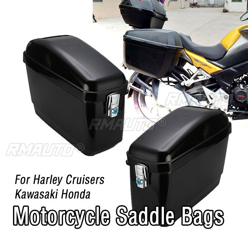 Motorcycle Saddlebags Hard Luggage Panniers - 1 Par de Baús Laterais Universais