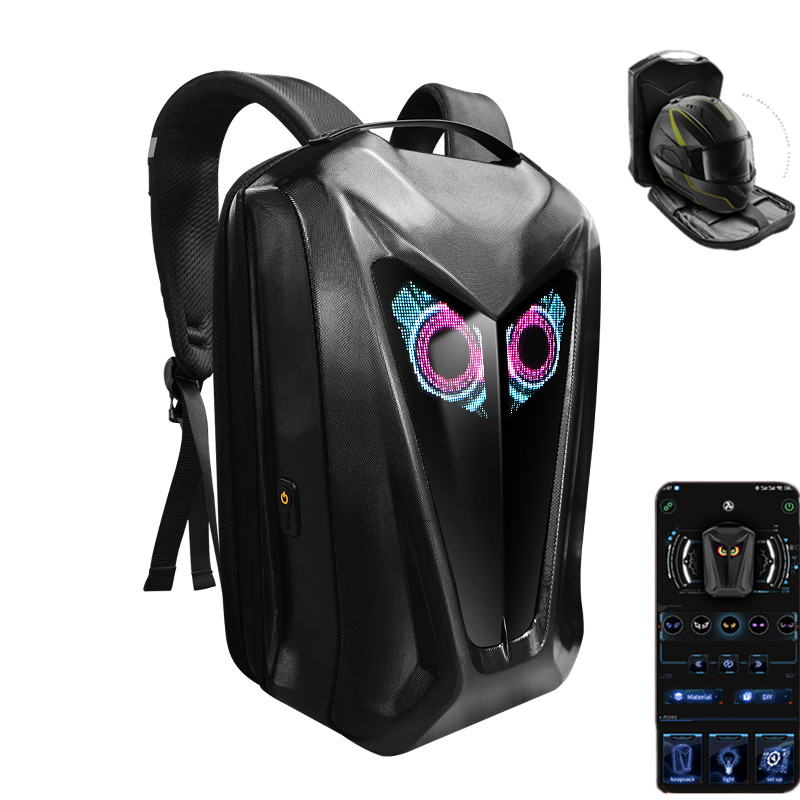 Motorcycle Helmet Backpack Waterproof Led - Tela led mochilas coruja bicicleta mochila
