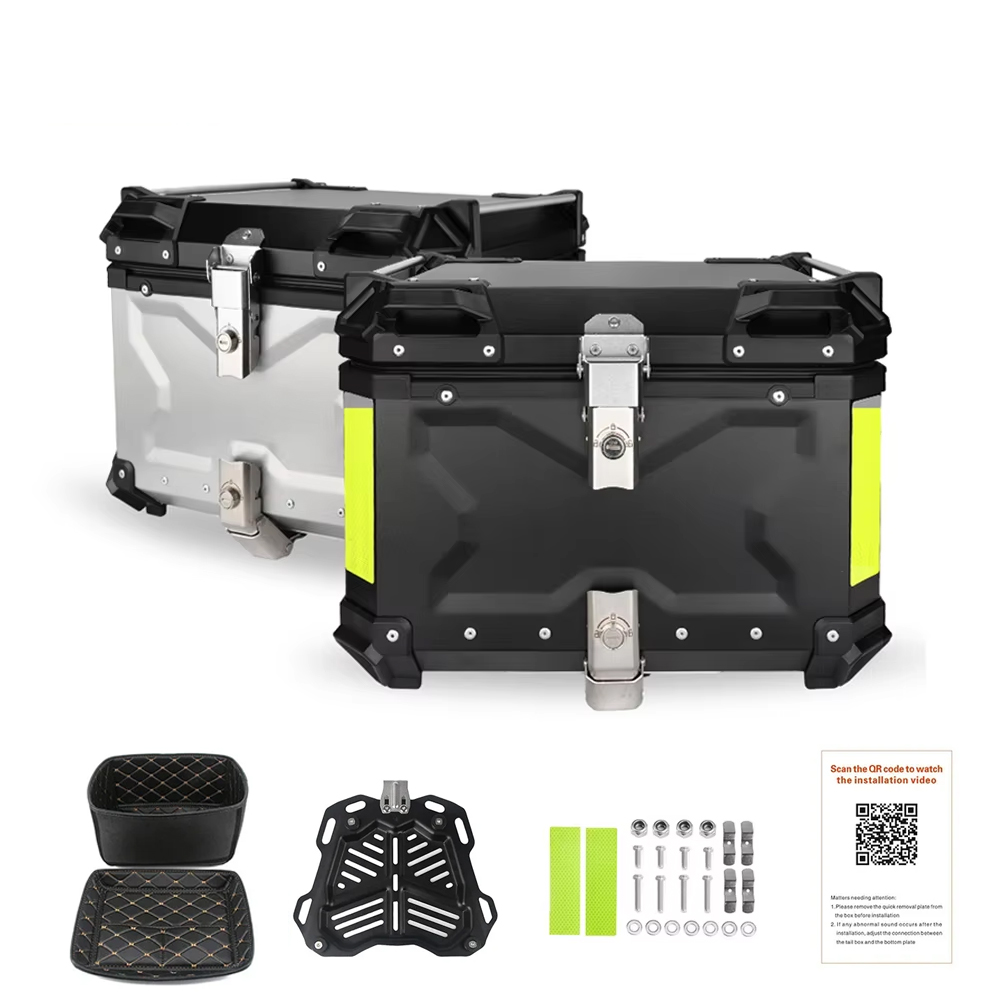 Aluminum Top Case Luggage Box 45L 55L - Caixa traseira de alumínio para motocicleta,
