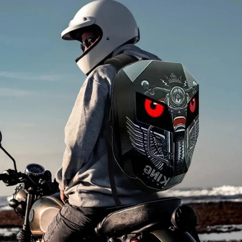 Motorcycle Helmet Backpack Waterproof Led - Mochila LED Knight Cycling com Controle