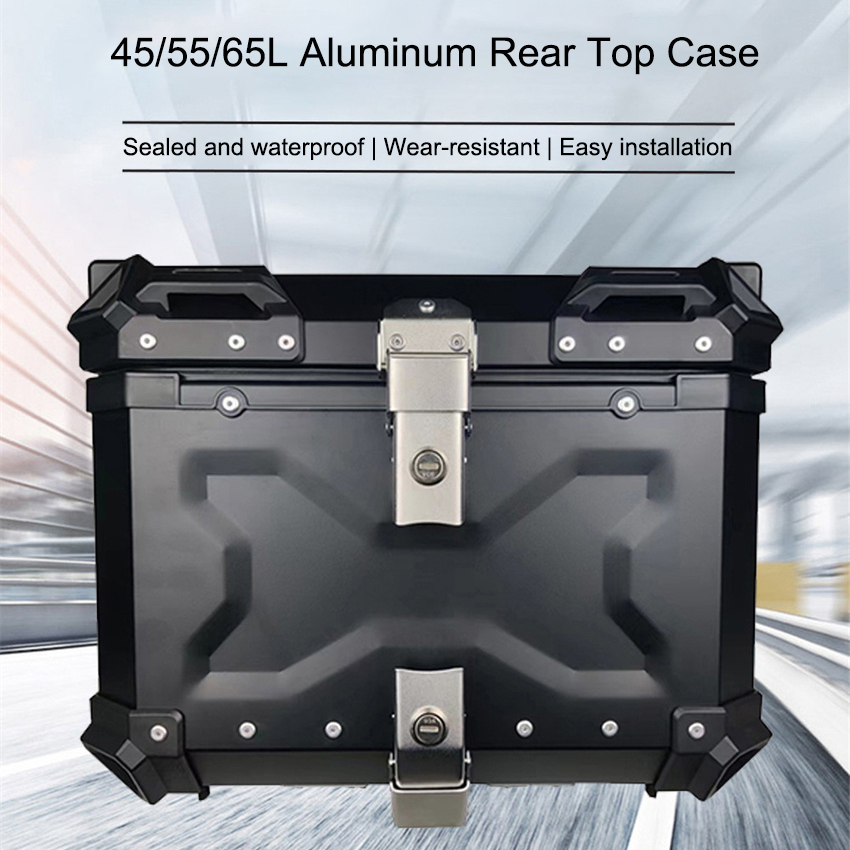 Aluminum Top Case Luggage Box 45L 55L - Caixa traseira para armazenamento de bagagem