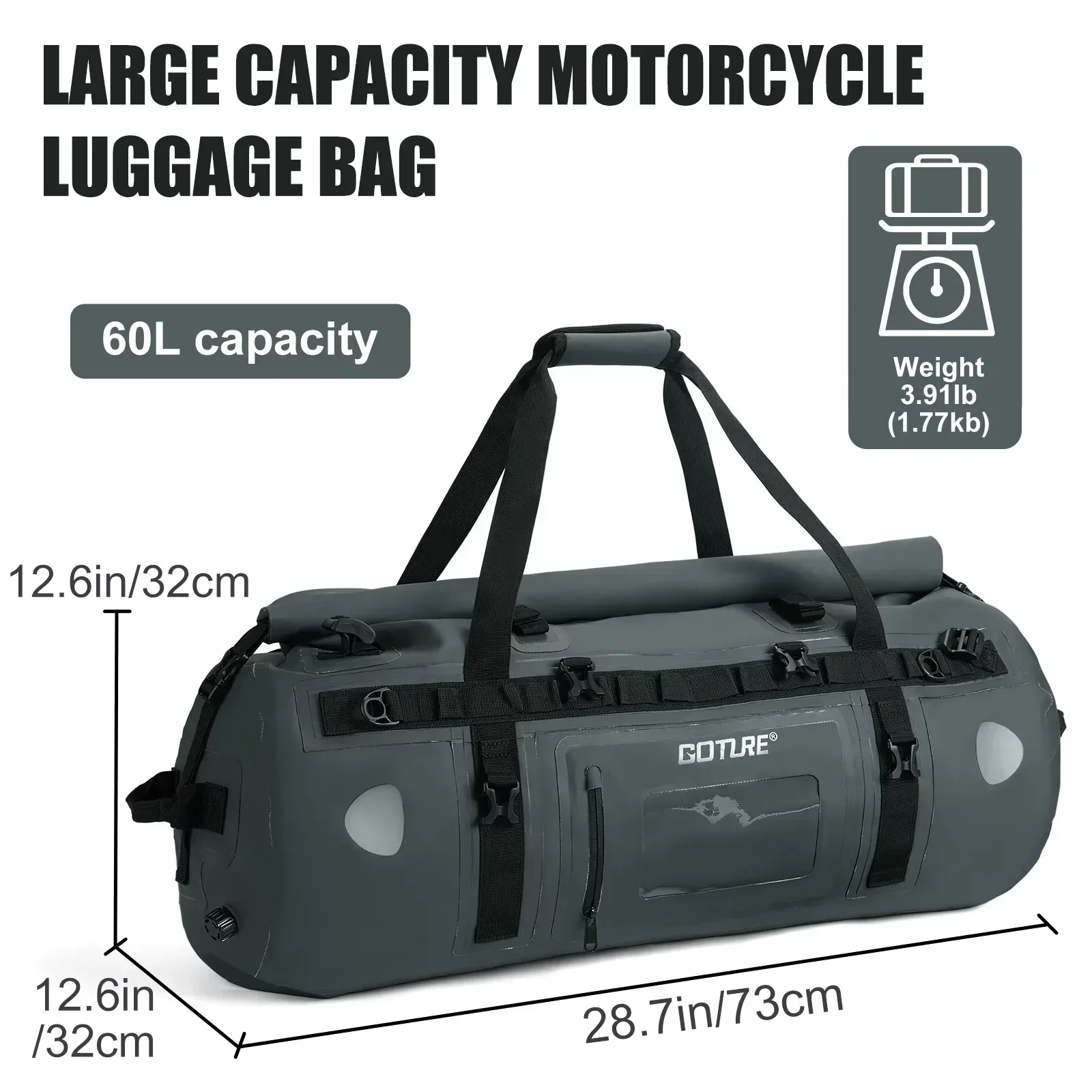 Mochila impermeável com fecho  - Motorcycle Tail Bag Waterproof Roll Top avaliação e preço