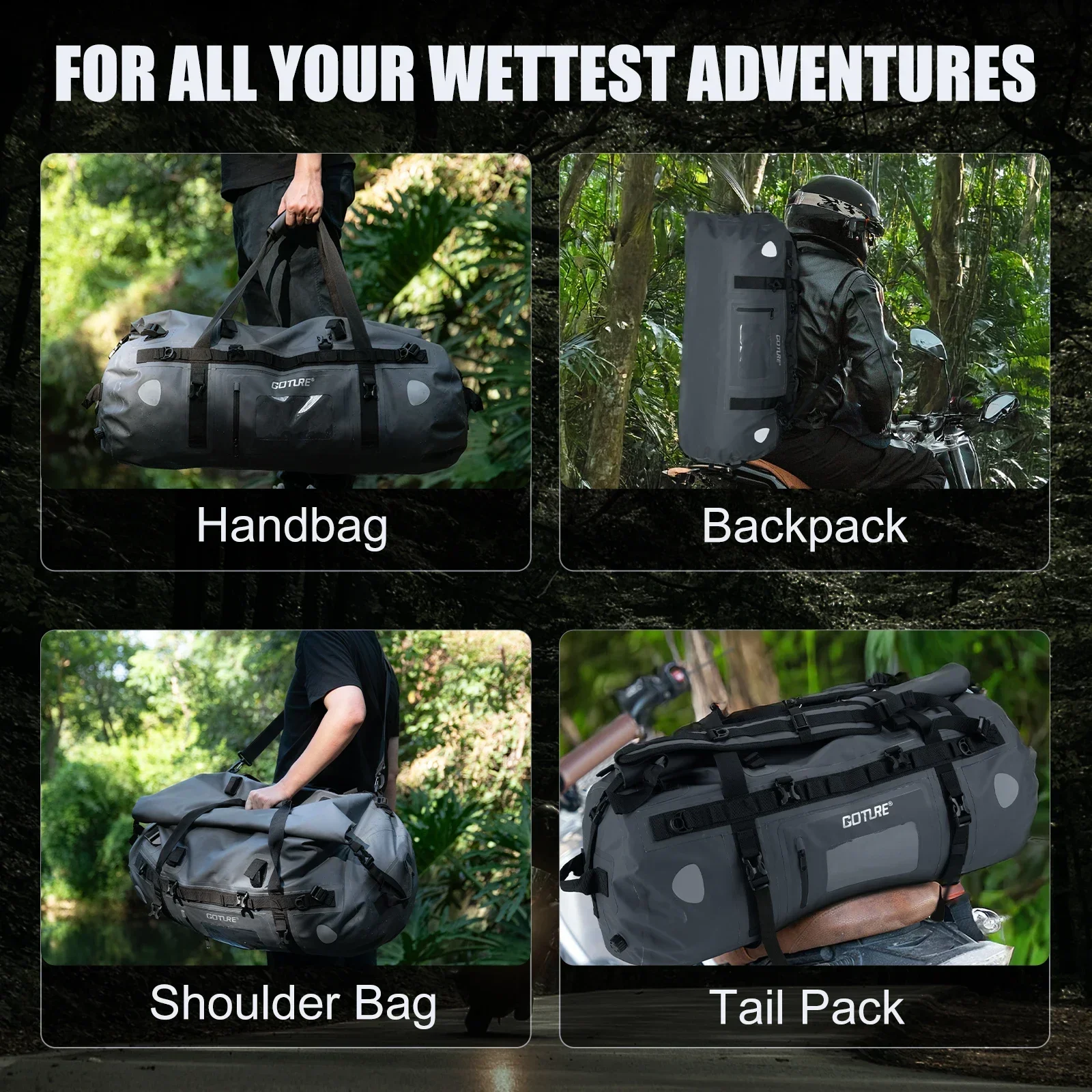 Mochila impermeável com fecho  - Motorcycle Tail Bag Waterproof Roll Top avaliação e preço