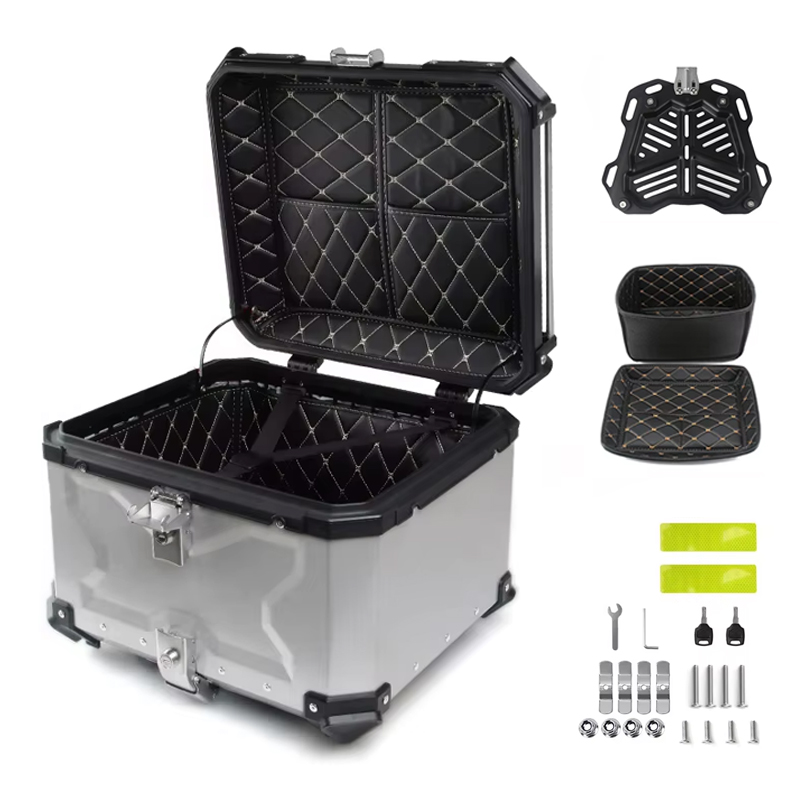 Baú Traseiro Universal de Alum - Aluminum Top Case Luggage Box 45L 55L avaliação e preço