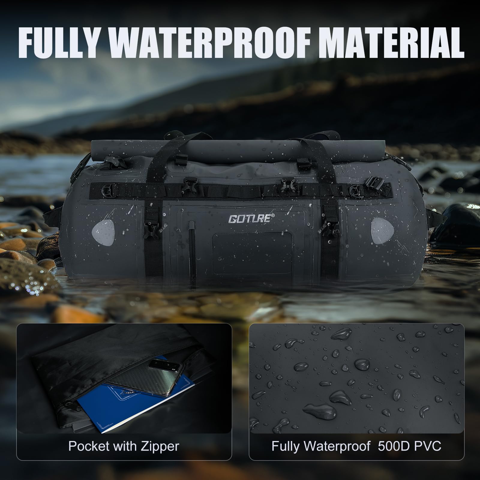 Goture bolsa seca para motocic - Motorcycle Tail Bag Waterproof Roll Top avaliação e preço