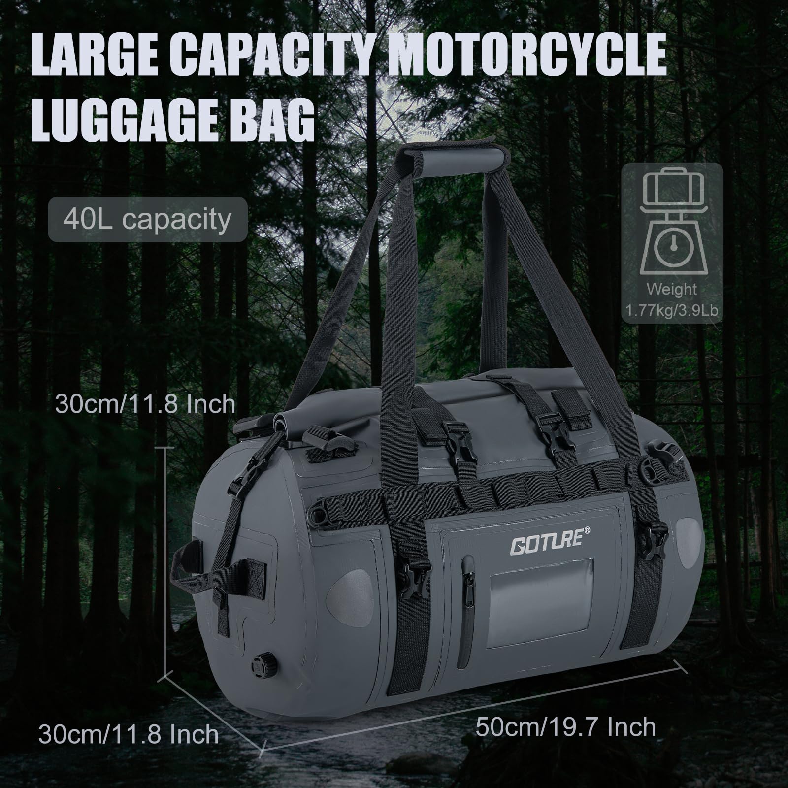 Goture bolsa seca para motocic - Motorcycle Tail Bag Waterproof Roll Top avaliação e preço