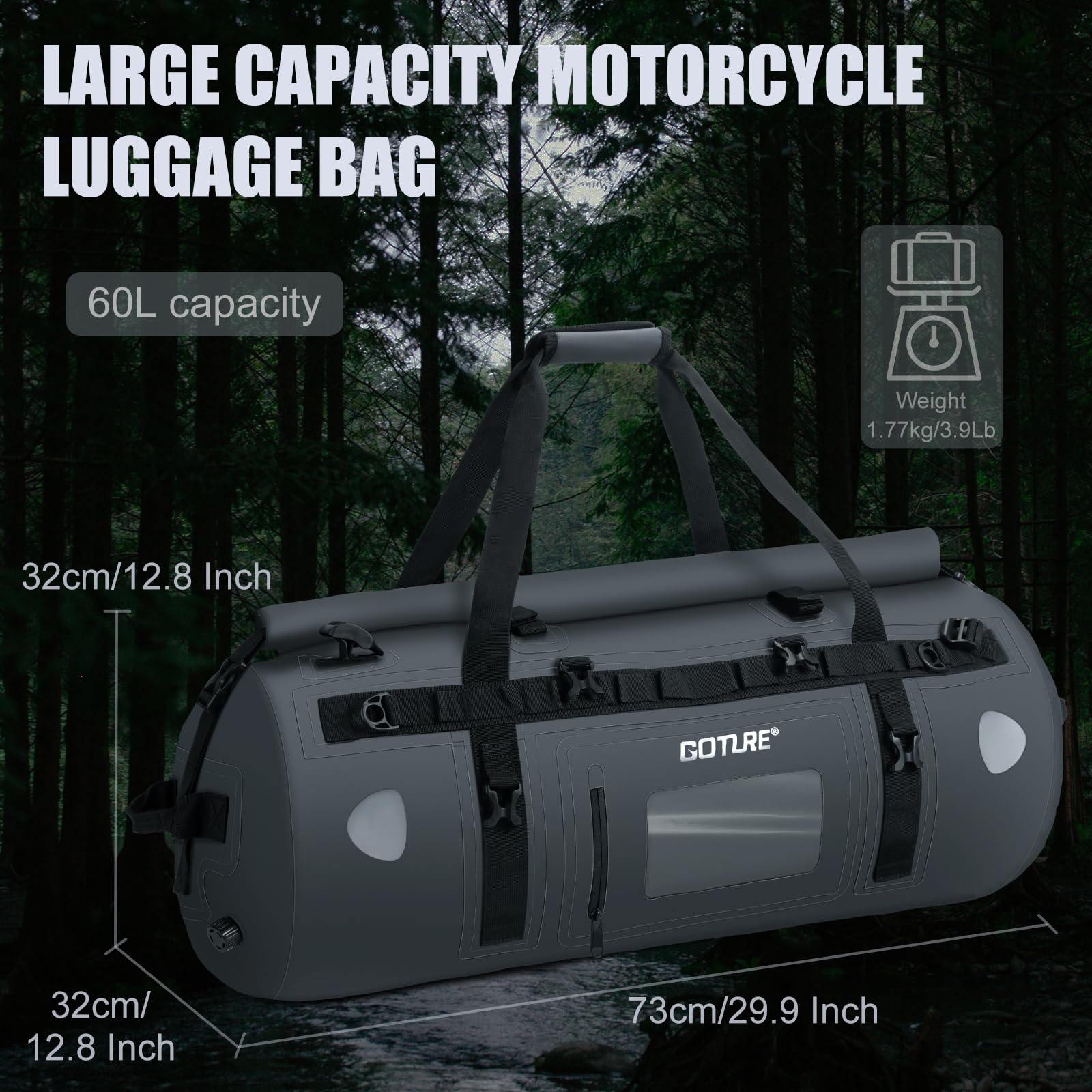 Goture bolsa seca para motocic - Motorcycle Tail Bag Waterproof Roll Top avaliação e preço