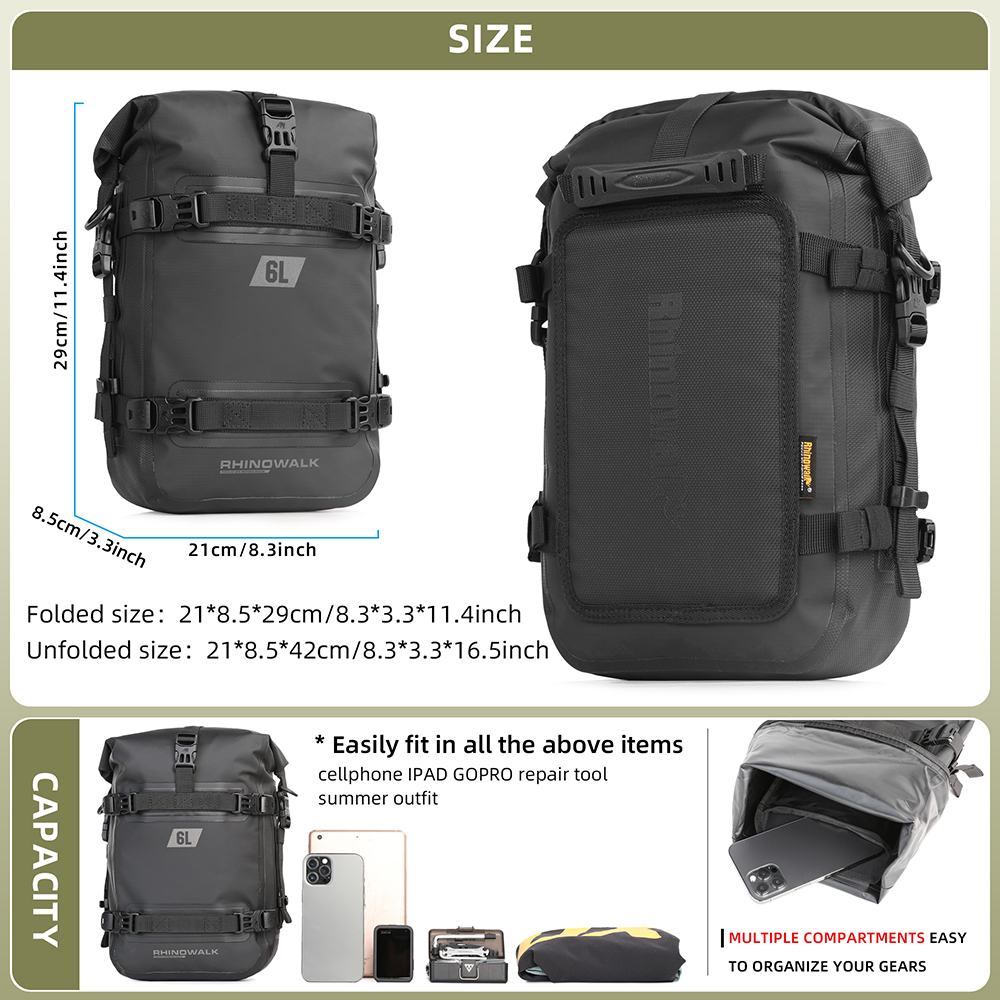 Rhinowalk 2 pçs saco de barra  - Motorcycle Crash Bar Waterproof Dry Bag avaliação e preço