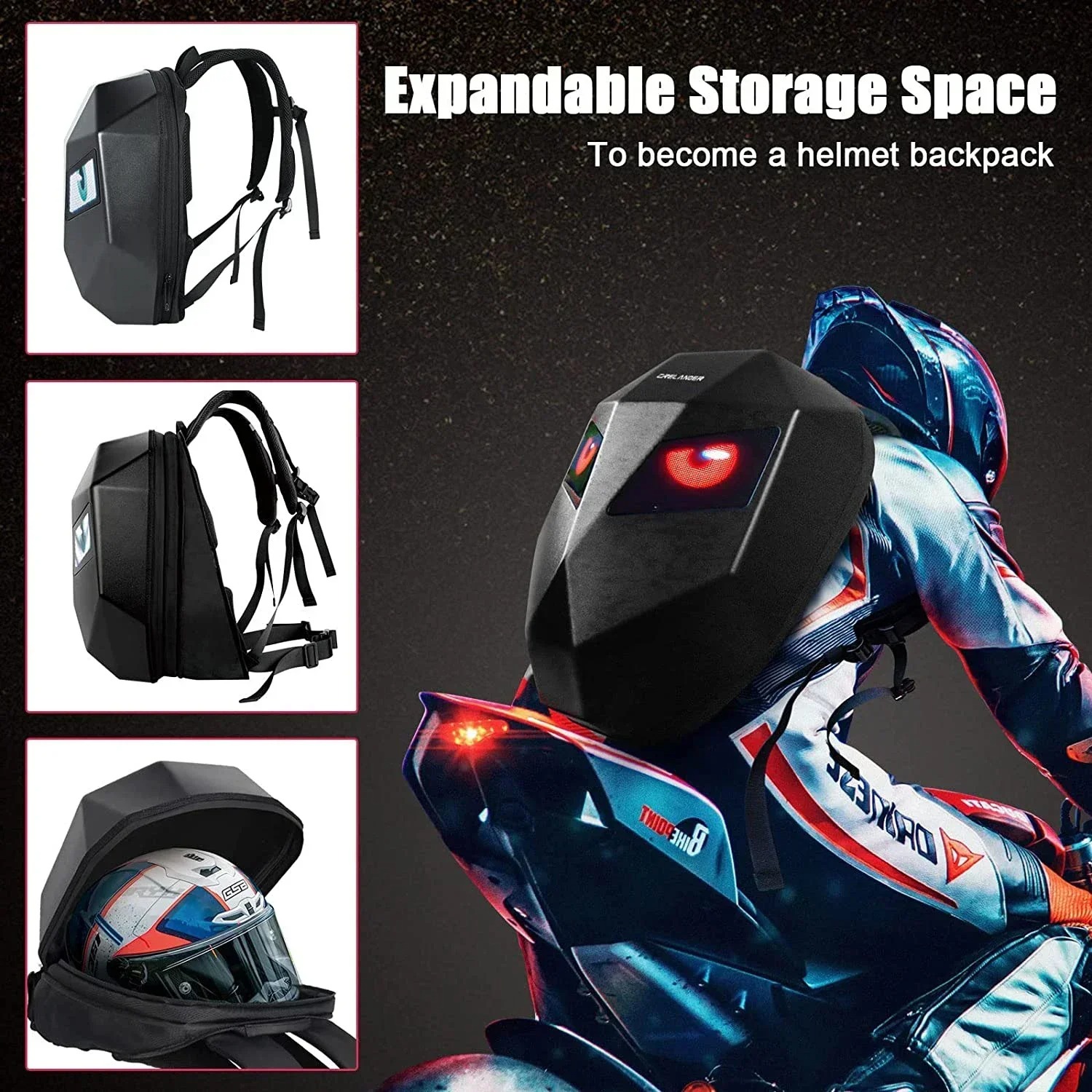 Mochila LED Knight Cycling com - Motorcycle Helmet Backpack Waterproof Led avaliação e preço