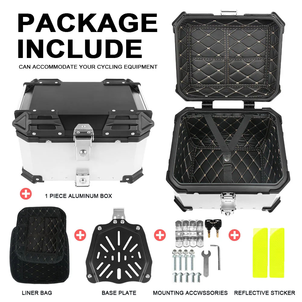 Baú Traseiro Universal para Mo - Aluminum Top Case Luggage Box 45L 55L avaliação e preço