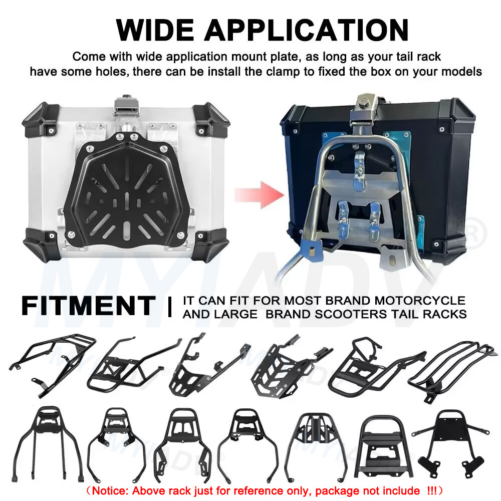 Baú Traseiro Universal para Mo - Aluminum Top Case Luggage Box 45L 55L avaliação e preço