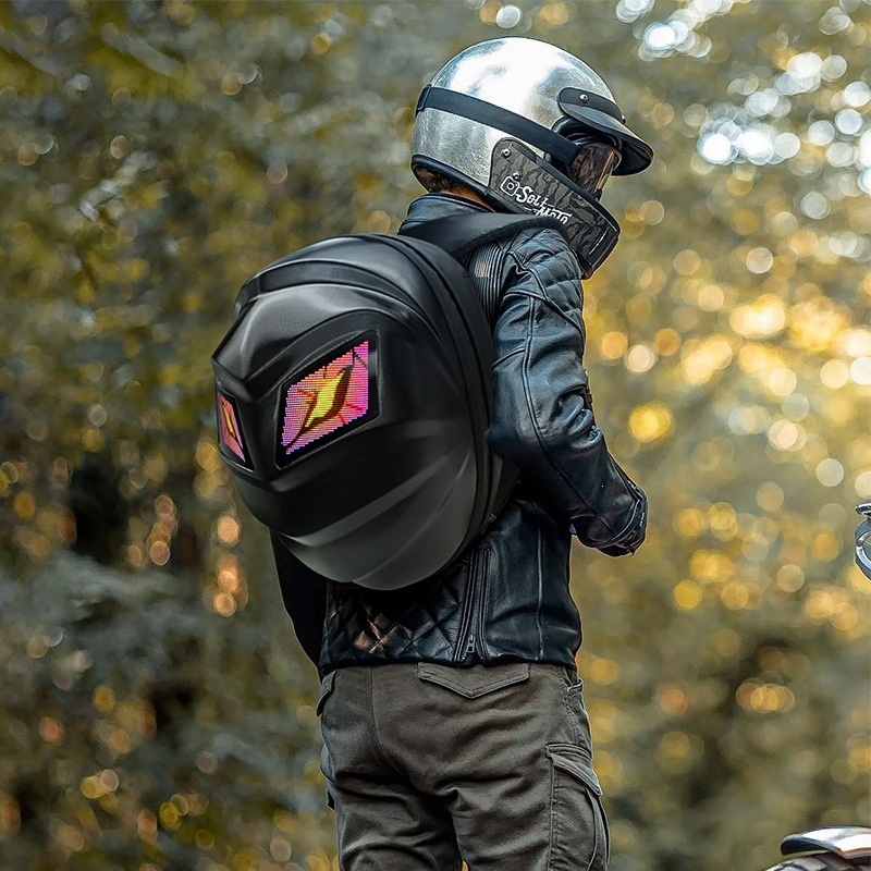 Mochila de moto com LED, à pro - Motorcycle Helmet Backpack Waterproof Led avaliação e preço