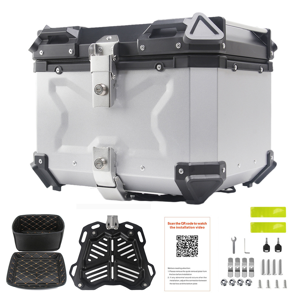 Caixa de alumínio para motocic - Aluminum Top Case Luggage Box 45L 55L avaliação e preço