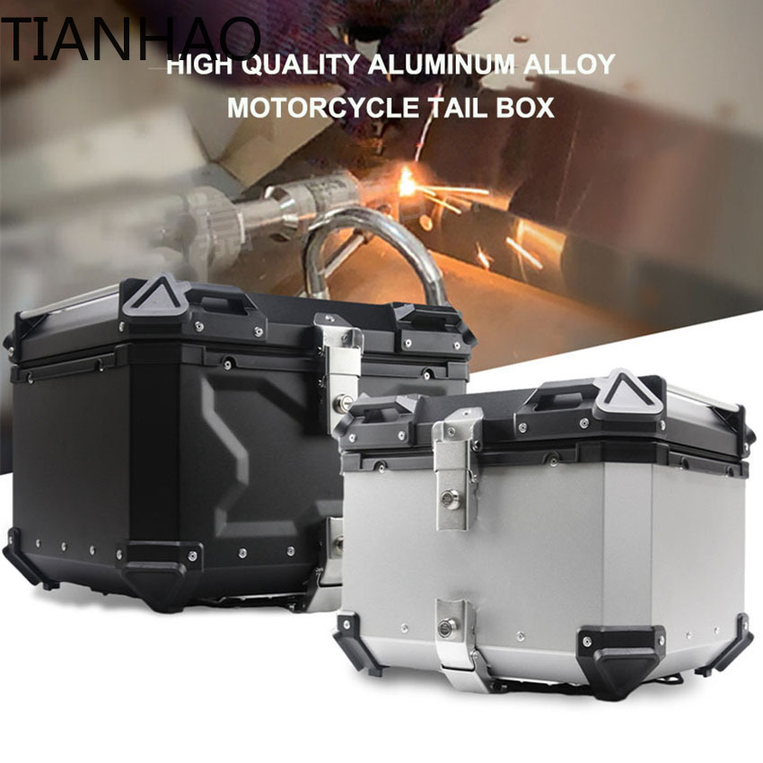 Baú Traseiro Universal para Mo - Aluminum Top Case Luggage Box 45L 55L avaliação e preço