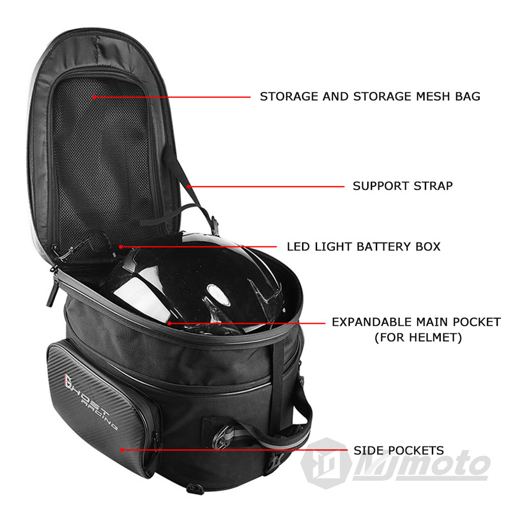 Mochila expansível para capace - Motorcycle Helmet Backpack Waterproof Led avaliação e preço